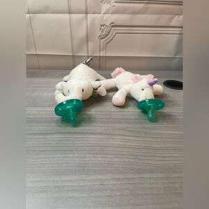 WubbaNub Pacifier Lovey Bundle Lot of 2 Unicorn + Elephant (Lightly Used)